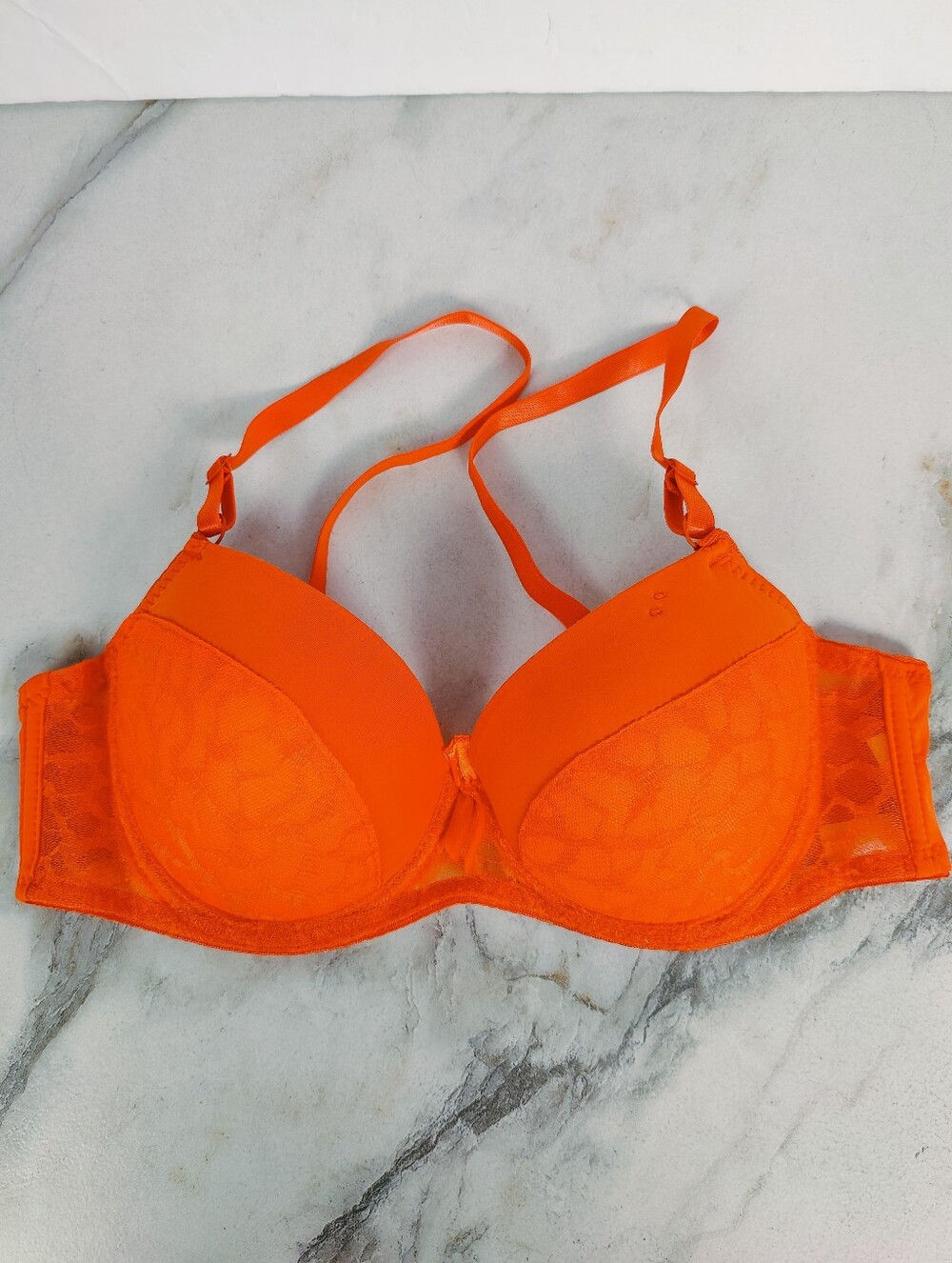 Diana Orange Lace Light Lift Push Up Bra, Sz 36C